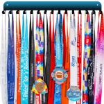 Race Medal Hanger Holder Display Shelf Bib Rack with 15 Display Rack Organizer Gymnastic Soccer Running Marathon Runners Ribbon Lanyard Display Award Shelf Rack in Blue black king